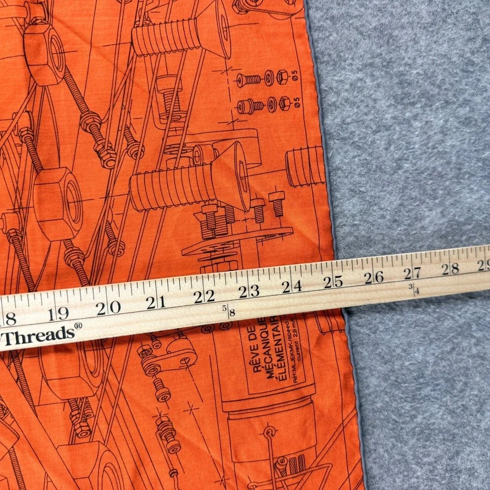 Hermes Carre H 65 Reve de Mecanique Elementaire Orange Cotton Scarf 2019 Box